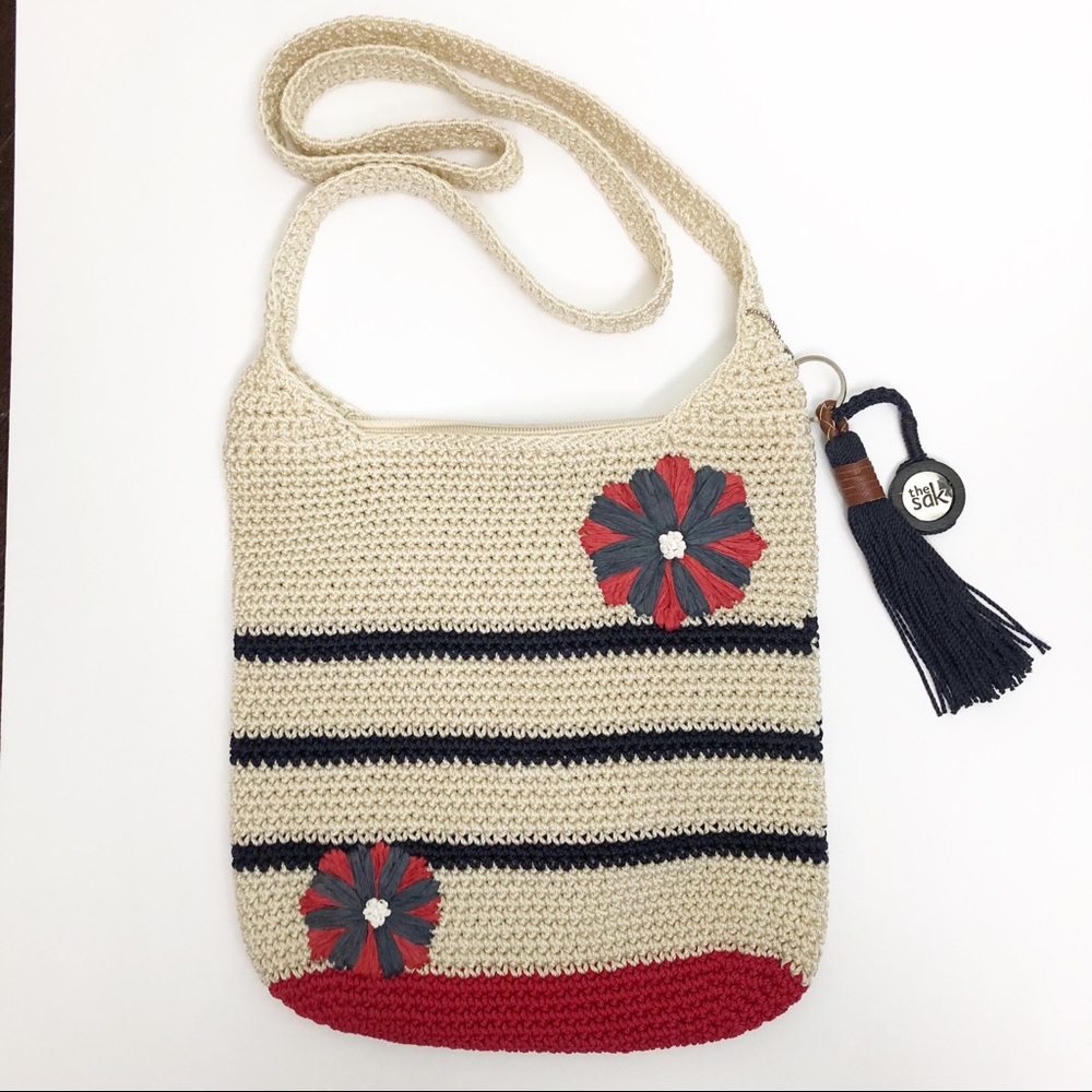 The Sak Crochet Crossbody Bag Red White Blue Boho